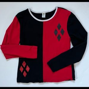 Harley Quinn Women’s Juniors XL Long Sleeve T-shirt Jester Cosplay Costume